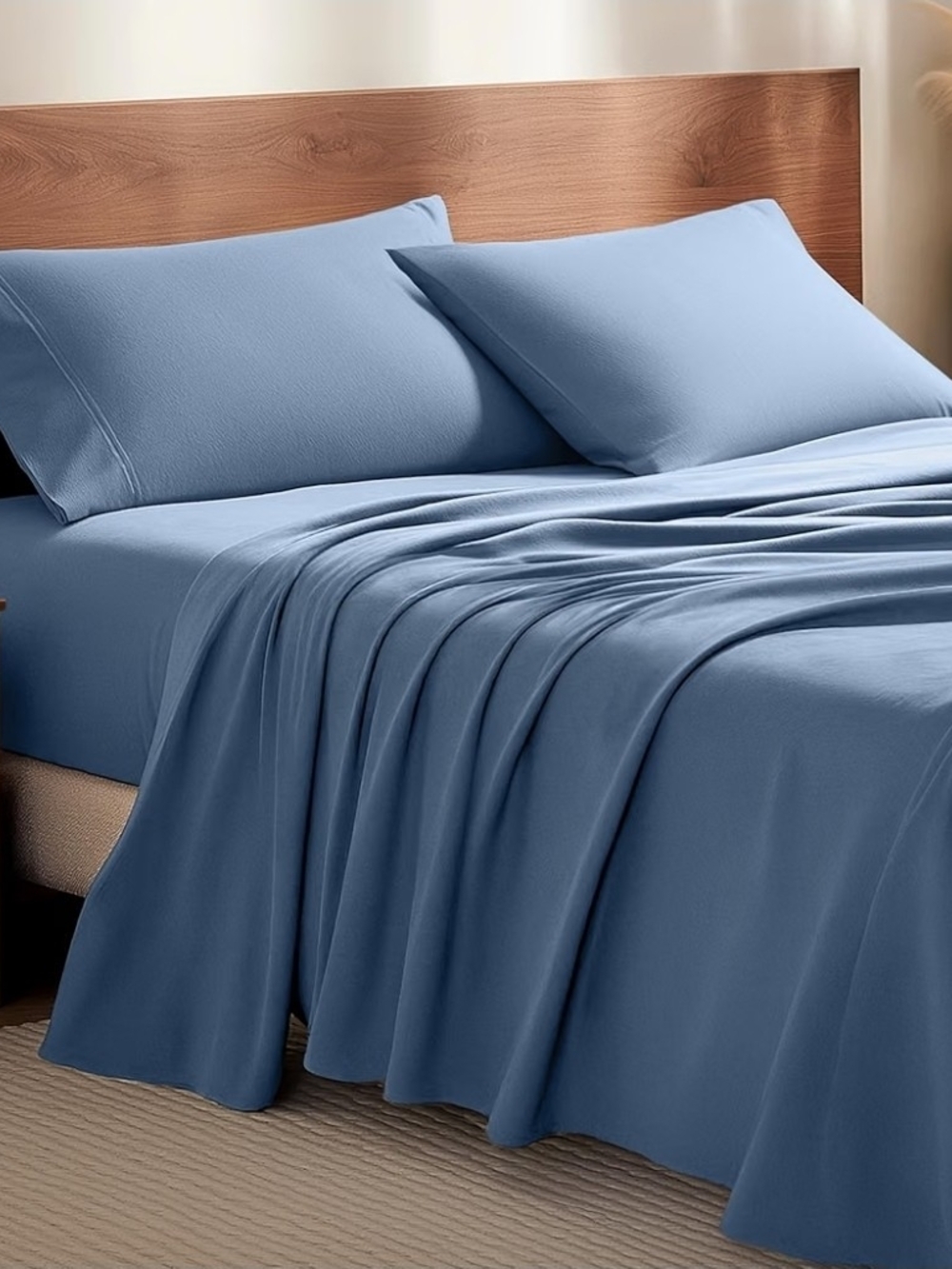 Bare Soft Blue Flannel  Sheet Set - Classic Comfort